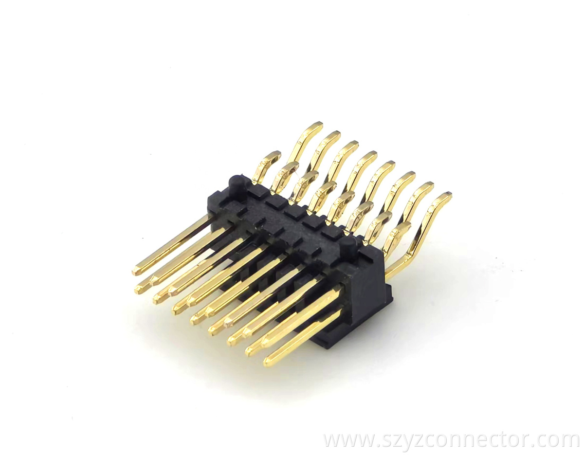 1.27mm Pitch Pin header Connector With Side Posts Dual Row Right Angle SMT SQ0.4/0.46mm H2.5mm 2*8P 1.27mm Pitch Pin header Connector With Side Posts Dual Row Right Angle SMT SQ0.4/0.46mm H2.5mm 2*8P